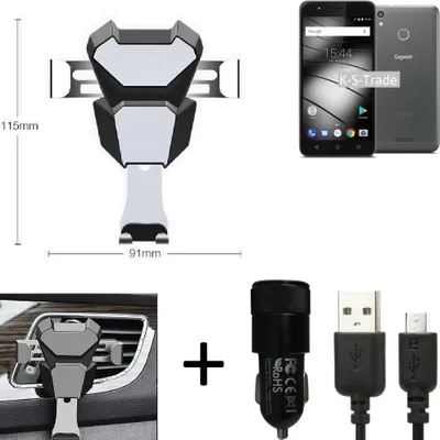 Produktbild von K-S-Trade KFZ Halterung kompatibel mit Gigaset GS270 Halterung Lüftungshalterung Lüftungsschlitz schwarz-silber Autohalterung Handy inkl. KFZ