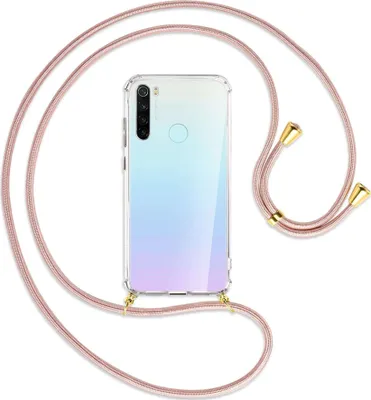 Produktbild von Handykette Backcover-Schutzhülle mit Band (Metall goldfarben) für Xiaomi Redmi Note 8 - roségold