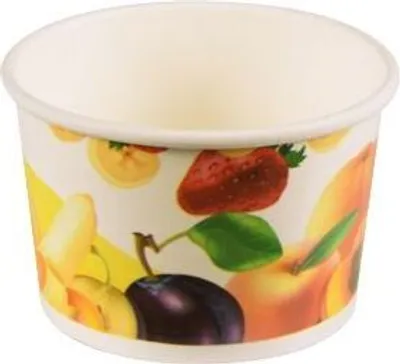 Produktbild von 1000 tradingbay24 Eisbecher, Pappe rund 100 ml Ø 7,5 cm, 4,9 cm tbU90235 Eis-Schale Dessertschalen Früchte-Dekor