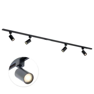 Zdjęcie produktu dla Qub Focus III – system szyn LED – czarny – 1-fazowy – 200 cm – 4 reflektory GU10 – kształt litery I