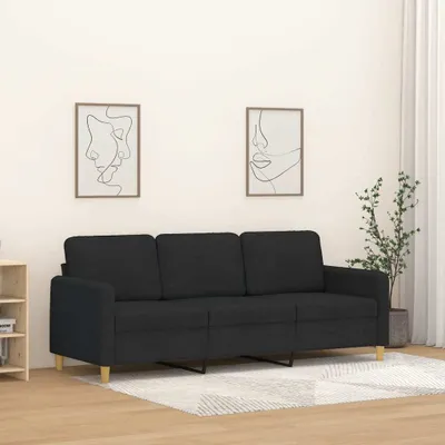 Produktbild von Design Möbel 3-Sitzer-Sofa Schwarz 180 cm Stoff - 2024 Neu