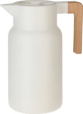 Productafbeelding van Uitstekende thermosbeker voor thuisgebruik, kunststof/hout, 1 liter, wit
