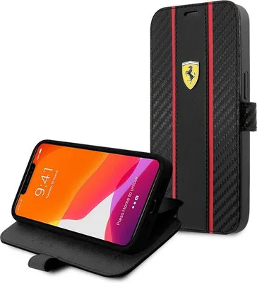 Immagine prodotto di Custodia in carbonioPoliuretanoFerrari per Apple iPhone 13 Pro - Protezione