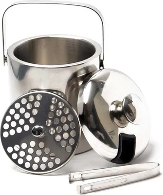 Produktbild von Famanu Eiseimer - Isolierte Eiswürfelhalterung für bis zu 30 Eiswürfel - Edelstahl mit Deckel - 13 Liter
