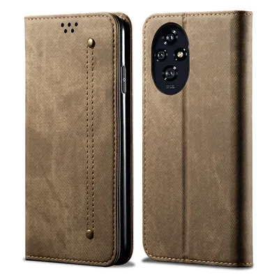 Obrázek produktu pro Pouzdro pro Honor 200 Pro, Kožené Peněženkové Pouzdro s Magnetickým Uzavíráním a Stojánkem Khaki