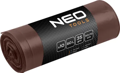 Zdjęcie produktu dla Worki na śmieci NEO TOOLS | bardzo wytrzymałe worki na śmieci | brązowe rolki | pojemność 60 litrów | solidne wytrzymałe worki na śmieci | grubość folii 35 mic