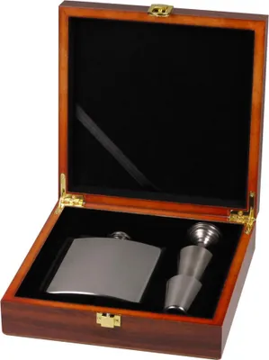 Produktbild von Hauser Flachmann Geschenkset Edelstahl poliert, 180ml, 4-teilig