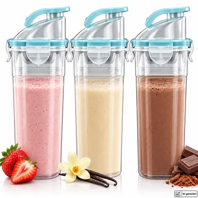 Produktbild von Protein Shaker 600ml Eiweißshaker Mixbecher Sieb Trinkflasche Kunststoff Blau