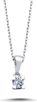 Productafbeelding van Halsketting met een diamant van 0,10 karaat, gezet in een 14 karaat witgouden hanger
