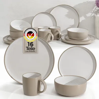 Produktbild von Steingut Geschirrset 4 Personen, 16teilig, Nordic Sand