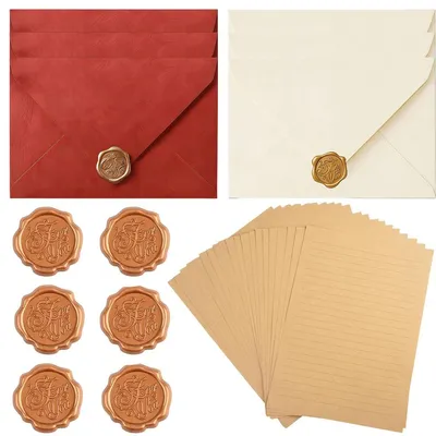 Productafbeelding van Set van 32 stuks briefpapier met enveloppen en waxzegels
