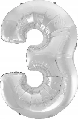 Immagine prodotto di Palloncino GODAN in foil numero tre 92 cm argento (3)