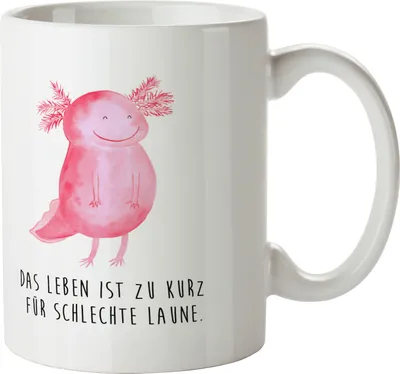 Produktbild von Mr. & Mrs. Panda Plastikbecher Axolotl Glücklich - Weiß - Geschenk, Schwanzlurch, Schulkind Tasse, gut Gelaunt, Pott, Mehrwegbecher, Kinderbecher, Lebensfroh, Motivation