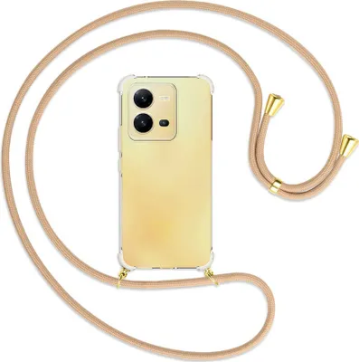 Produktbild von Handykette Backcover-Schutzhülle mit Band (Metall goldfarben) für vivo X80 Lite, vivo V25 (6.44'') - beige