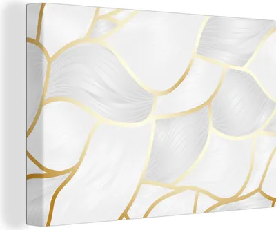 Produktbild von MuchoWow® - Leinwandbilder - Abstraktes Muster mit goldenen Linien, Wandbild, Wanddeko Bilder Wohnzimmer, 120x80cm