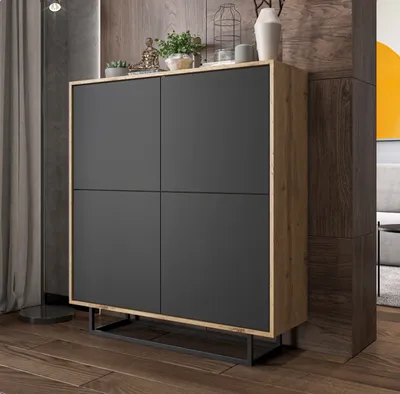 Zdjęcie produktu dla Komoda NILA 4D 113 dąb wotan/grafit mat