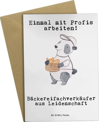 Produktbild von Mr. & Mrs. Panda babykarte Bäckereifachverkäufer Leidenschaft - Weiß - Geschenk, Grußkarten, Backstube, osterkarte, hochzeitskarten, Beruf, osterkarten, einladungskarten