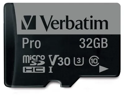 Productafbeelding van microSDHC-kaart, 32GB, PRO, U3, UHS-I, 4K UHD + SD-adapter