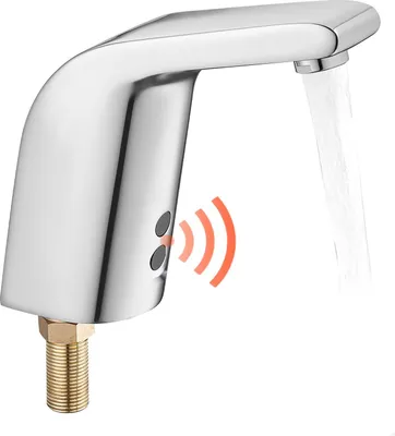 Produktbild von Waschtischarmatur Bad - Automatischer Sensorhahn - Berührungslos - Infrarot-Sensor - Einlochmontage - Für Kaltwasser - Batteriebetrieben - Chrom