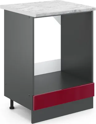 Produktbild von Herdumbauschrank Vicco R-Line Rot Hochglanz 60 cm AP Marmor, Model 46322