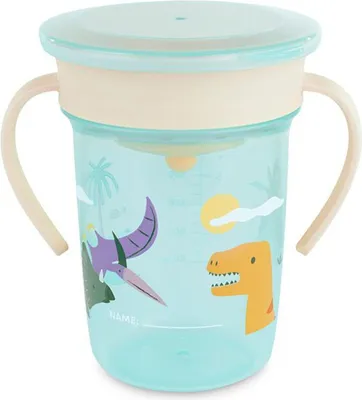 Produktbild von Miniland – 360º Trinklernbecher für Babys, Auslaufsicher mit Griffen und Deckel, Spülmaschinengeeignet, -frei, 270ml (Jurassic)
