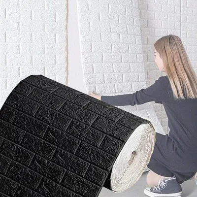 Productafbeelding van Famanu Wandpaneel met steenlook, 70 cm x 5 m - Zwart