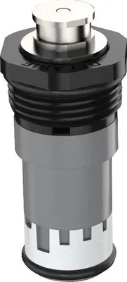 A close-up studio shot of a plumbing valve component.