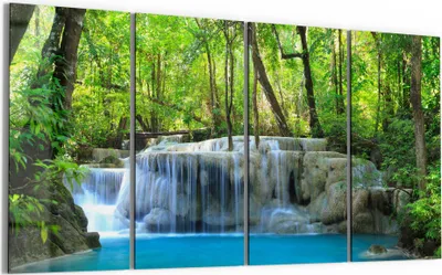 Produktbild von DEQORI Glasbild Echtglas 4x30x60 cm 'Exotischer Wasserfall' Wandbilder XXL groß