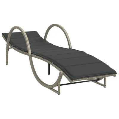 Produktbild von Sonnenliege mit Auflage Hellgrau 60x199x42 cm Poly Rattan