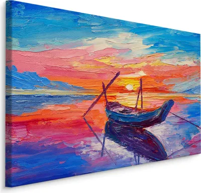 Produktbild von Fabelhafte Canvas LEINWAND BILDER 120x80 cm XXL Kunstdruck Strand Meer Boot Sonne
