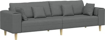 Obrázok produktu pre vidaXL Pohovka s vankúšmi, tmavošedá, 250 x 77 x 76 cm, látka