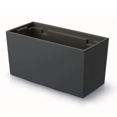 Produktbild von Blumenkasten mit praktischem Einsatz Blumentopf Länge: 39,5 cm Balkonkasten auf Kunststoff Glatt Struktur Anthrazit Farbe Innen / Außenbereiche