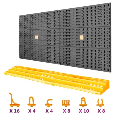 Immagine prodotto di Parete Porta Attrezzi 500x1000 mm 50 Ganci in PP