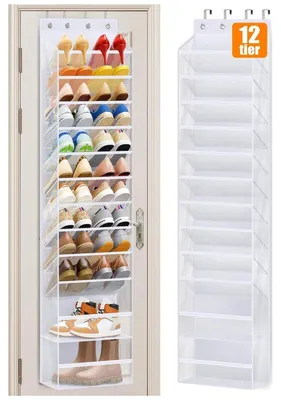 Produktbild von Schuhregal Hängend 12 Fächer Weiß für 24 Paar Schuhe 42 cm breit