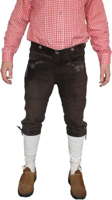 Produktbild von Trachten lederhose Knielederhose Rindsvelour Dunkelbraun, Größe:50/M