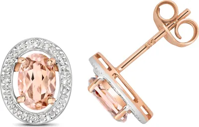 Produktbild von Exquisite 9 Karat (375) Rotgold Damen - Diamant Paar Ohrstecker Brillant-Schliff H - PK mit Morganit - 10mm*8mm; TRS28451