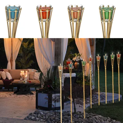 Produktbild von Gartenfackel Bambus 4er Set Citronella mit Zitronenduft H 120 cm