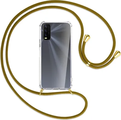 Produktbild von Handykette Backcover-Schutzhülle mit Band (Metall goldfarben) für vivo Y20s / Y11s - khaki