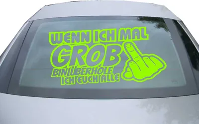 Produktbild von Indigos UG - Aufkleber Heckscheibe & Motorklappe DE6957 - neongrün - 600x299 mm - Wenn ich groß bin überhole ich Euch alle - Auto Scheiben Fenster Heckklappe Tuning Racing JDM - Die cut