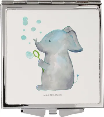 Produktbild von Mr. & Mrs. Panda Kleiner Spiegel Elefant Seifenblasen - Weiß - Geschenk, Lustige Sprüche, Liebe, Kosmetikspiegel, Schminkspiegel, Heimat, Handspiegel, Taschenspiegel