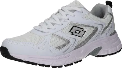 A single white Lotto sneaker is shown from a side-diagonal angle against a white background.