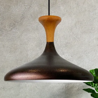Produktbild von Champion Pendelleuchte aus Holz, 35 cm Hängelampe Metall E27 Moderne, Skandinavisch Pendellampe für Schlafzimmer Wohnzimmer Esstisch Lampe - Teuton