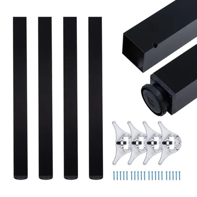 Produktbild von 4x sossai Premium Tischbeine 82cm / 6x6cm in Schwarz höhenverstellbare Tischfüße