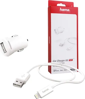 Produktbild von Hama Kfz-Ladeset, Lightning, 12 Watt, weiß