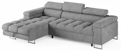 Image de ECKSOFA CLOUD : Canapé d'angle en velours, convertible avec coffre de rangement