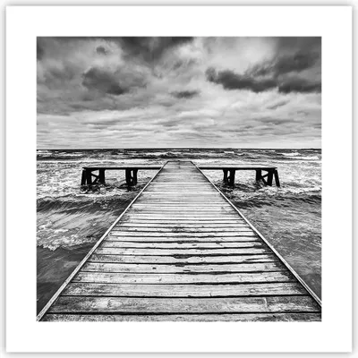 Produktbild von Poster - Poster ohne Rahmen - Brücke Meer Welle - 40x40 cm - Wand Bild - Wanddeko - Wandbilder - Kunstposter - Wandposter - Bilder - Kunstdruck - Wanddekoration - Wandbild - P2XAC40x40-3637