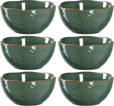 Produktbild von Leonardo Matera Keramikschalen, 6er-Set, spülmaschinengeeignete und mikrowellenfeste Dessert-, Müsli- und Snackschalen, grün, Ø 12 cm, 380 ml