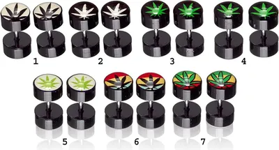 Produktbild von Karisma 1 Paar Fake Plug Tunnel Acyl Ohrring Ohrstecker Marijuana Cannabis Farbwahl - 8mm - 2.