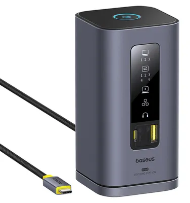 Produktbild von Baseus B00568101813-01, Kabelgebunden, USB 3.2 Gen 1 (3.1 Gen 1) Type-C, 100 W, 1000 Mbit/s, Grau, 3840 x 2160 Pixel
