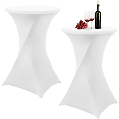 Obrázek produktu pro Elastické potahy na stoly, sada 2 kusů, bílé, vhodné pro bistrotové stoly o rozměru 80 cm